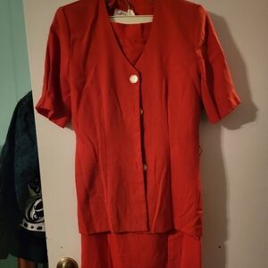 Vibrant Red Button-Up Blazer